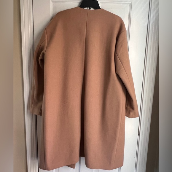Ann Taylor Camel Crew Neck Coat wool blend double breasted peacoat MP - Picture 5 of 10
